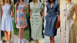 Vestidos de moda 2025/Vestidos Camiseros de moda 2025/Nuevos Tendencias en vestidos camiseros 2025