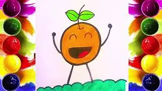 How To Draw Cute Orange 🎨 🍊 #orange #fruit