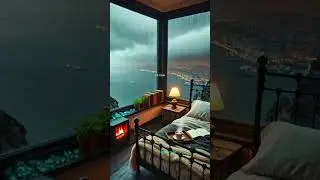 Nighttime City Calm &bull; Rainfall & Fire Sounds &bull; Ambient Sleep Music &bull; Soft Healing &bull; Ocean