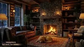 My Dog, My Heart - Drakenos | Cozy Winter Cabin & Sleeping Golden Retriever 🐶 | Relaxing Music
