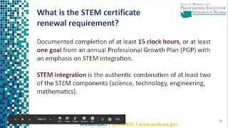 STEM certificate renewal requirement