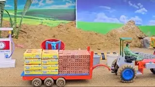Diy Tractor loading contraction material Making bridge | remote control mini Tractor 