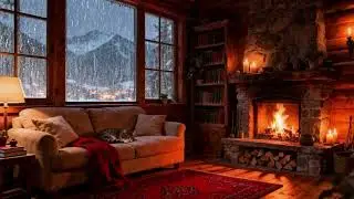 Cozy Cabin Ambience - Rainy Cabin Night for Calm Sleep Sounds