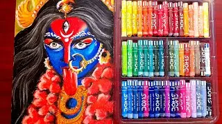 Mahakali drawing,Kali  drawing,Kali ma drawing with oil pastel