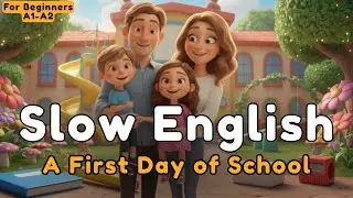 A First Day of School in Slow English 🎒 | Easy Family Story for Beginners (A1&ndash;A2)