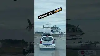 Near Miss! Helicopter Almost Hits Cars & Fuel Trucks at YVR Airport! #YVR #HelicopterLanding #danger