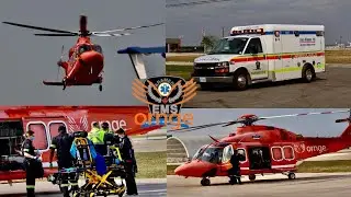 Ornge Air Ambulance Helicopter Meeting - Essex-WindsorEMS, 1057 - Landing & Taking Off