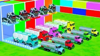 Garage with Colors - ALL MIXER TRUCK WITH DOUBLE FLATBED TRAILER TRUCK, IVECO, MAN, FREIGHTLINER
