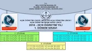 8 ARALIK 2018 / AÇIK ÖĞRETİM LİSESİ / DİN KÜLTÜRÜ VE AHLÂK BİLGİSİ