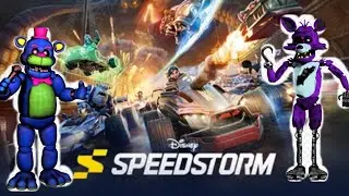 Neon Freddy and neon foxy play Disney speed storm twads