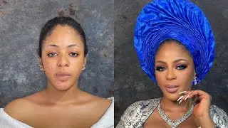 NIGERIAN BRIDAL MAKEUP AND GELE TRANSFORMATION || EYESHADOW PIGMENT APPLICATION