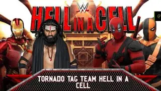 WWE : Hell in a Cell , Veer & Ironman vs Deadpool & Deathstroke