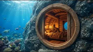 Solo Craftsman Builds a Wooden House in an Underwater Cave