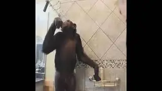 Ape taking a shower #monkey #chimp chimp bath