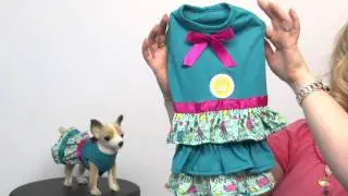 Zack and Zoey Sun and Sea Ruffle Dog Dress with UPF 40