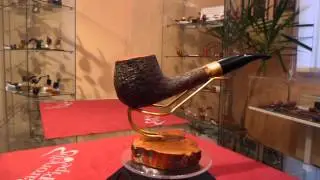 Brand new briar pipe PARONELLI half bent apple handmade sandblast dark - 400889057614