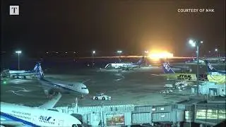 JAPAN AIRLINES AIRBUS A350 "FIREBALL"  LANDING IN TOYKO HANEDA AIRPORT