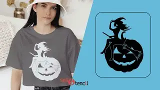 Pumpkin and witch svg - SVGStencil
