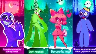 Rainbow Friends in Tiles Hop - Purple Vs Green Vs Pink Vs Blue