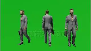 Man green screen background 3D man walking different angles Chromakey rendering animation