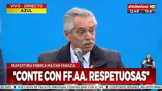Alberto Fern&aacute;ndez en la reapertura de Fanazul