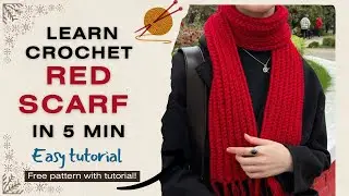 Crochet Red Scarf Easy tutorial | Mikasa Red Scarf 🧣 