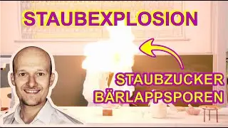 Demonstration einer Staubexplosion mit Staubzucker und B&auml;rlappsporen