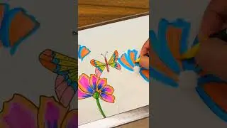Satisfying Flower & Butterfly Art ✨#shorts #youtubeshorts #shortvideo #drawing #satisfying #short
