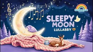 Sleepy Moon Lullaby 🌙 Baby Sleep Music with Soothing Animation | Rainbow Kids