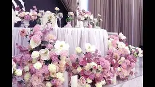 Sweet pink color bride&groom  table/Декор президиума в розовой гамме