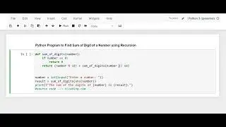 Day 20 : Python Program to Find Sum of Digit of a Number using Recursion