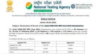 Joint CSIR-UGC NET June 2021 Examination Score Card Released Now, Check your score !