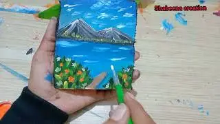 A beautiful mountain view painting usles wood painting|acrylic colour painting