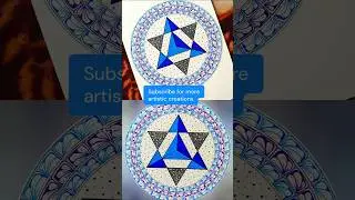 Tetrahedron Scared Geometry mandala art 💙🩵🖤 Mandala patterns #art #mandala #shorts #youtubeshorts