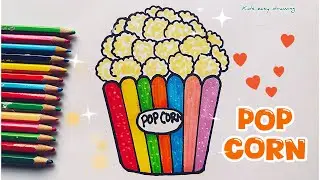 HOW TO DRAW RAINBOW POPCORN BUCKET// STEP BY STEP TUTORIAL FOR BEGINNERS
