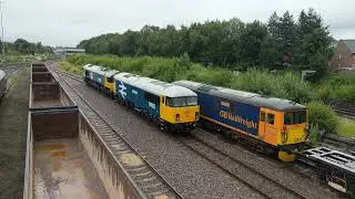 BR Large Logo Class 69002 + 66789 Arrive at Tonbridge West Yard 0Z70 10/07/21