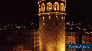 BEAUTIFUL Galata Tower Drone Night Video Istanbul Turkey - Astonishing city view