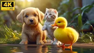 Young Animals - Realm of Creatures | 8K Nature Film with Natural Animal Voices, Relaxing Music