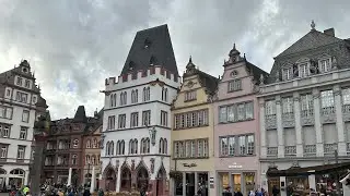 Walking in Trier with the Cathedral and the Kaiserthermen.