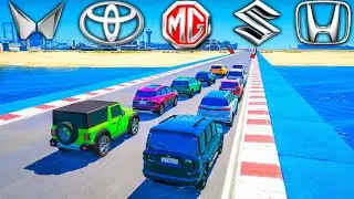 INDIAN 🚗SUV VS LONG 😱STRAIGHT RAMP JUMP TO AIRPORT IMPOSSIBLE CHALLENGE IN GTA V 