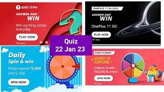 Amazon Quiz Time/OnePlus 11 5g Quiz/Every Sunday Wheel of fortune Quiz/Funzone Coins 22 Jan 23