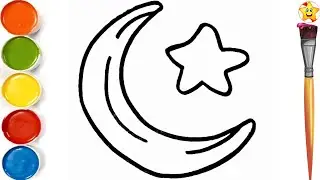 How To Draw Moon🌙And Star⭐Drawing|| Moon And Star Drawing For Kids|| Easy Art For Kids & Toddlers.
