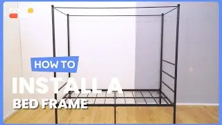 How to Install the Twin/Full/Queen Size Metal Canopy Bed Frame | HU10408 #costway #howto