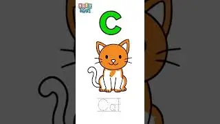 Color & Trace Alphabets A to Z with Words - C - Cat | Coloring & Drawing for kids | Baby Beats #abcs