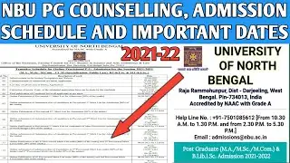 NBU - Pg admission Counselling Schedule 2021-22 || All Updates || University of north Bengal