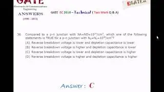 GATE  2010 ECE (Electronics & Communications) - Answer Key  for All 65 Questions