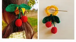 Easy!! cute and sweet crochet cherry 🍒🍒 scrunchie/  /crochet Tutorial /