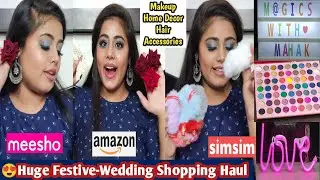 Festival Special Shopping Haul | Makeup | Home Decor | Hair Tools #amazonhaul #meeshohaul #simsim