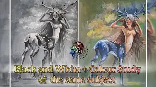 Mystical Creature BW+Color #art |#postercolorart #sketchbookart #creatureart | Creatrix Artistroke