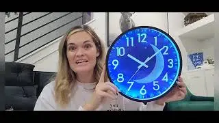 JoFomp LED Light Up Wall Clock Glow in Dark, Great blue moon night light wall clock and easy to read